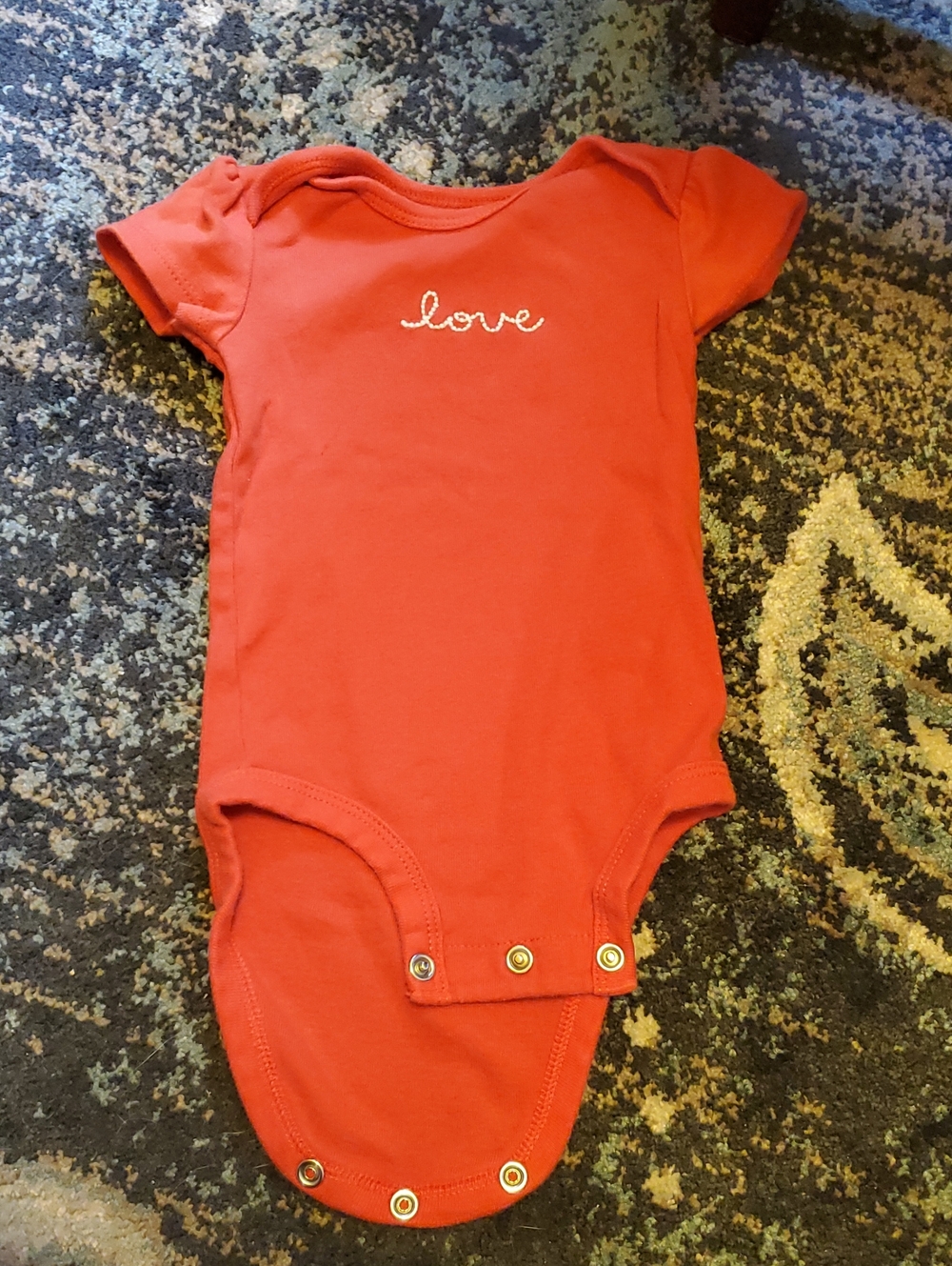 Carter's Coral Short-Sleeve 'love' One-Piece Bodysuit